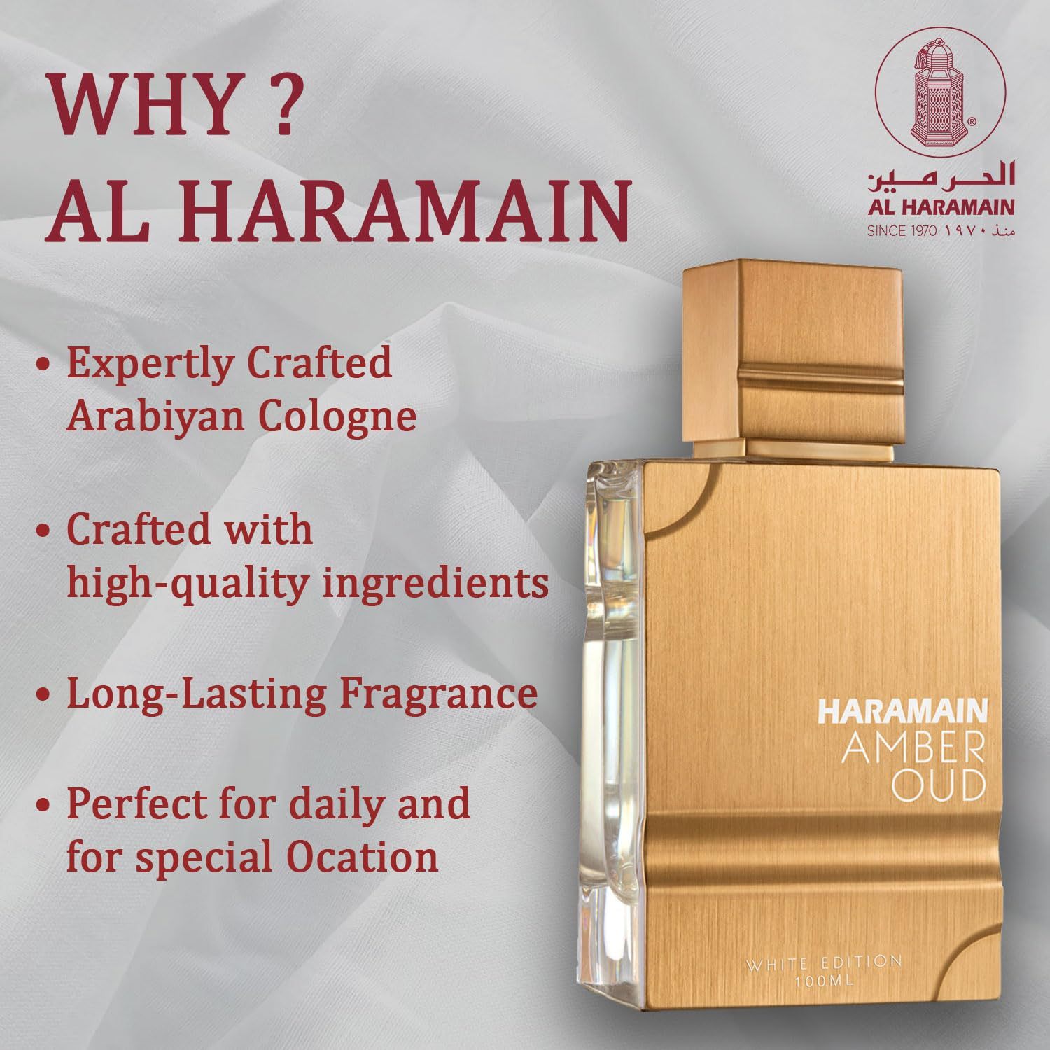 Al Haramain Amber Oud White Edition Eau De Parfum Spray for Unisex 3.4 Ounce