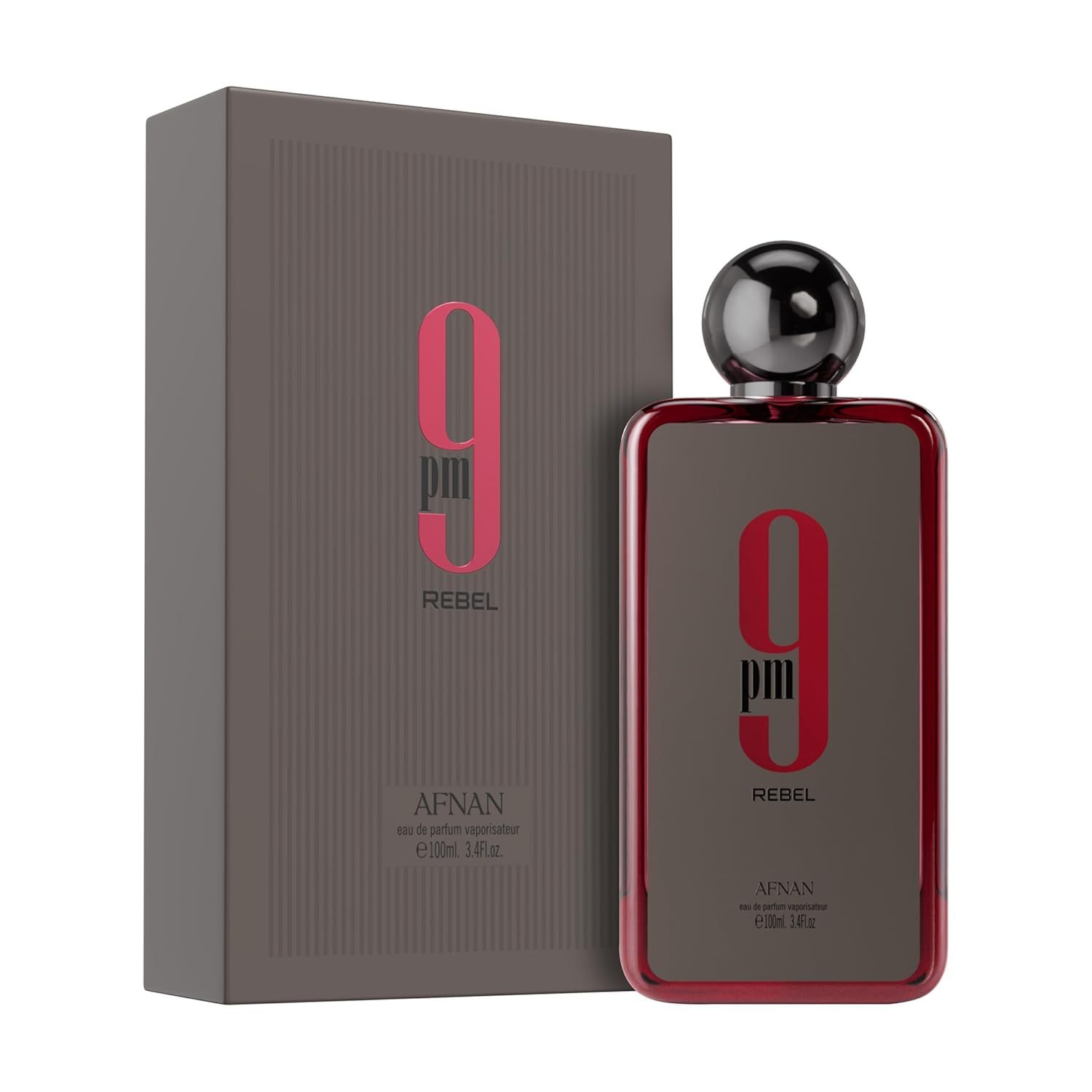 Afnan 9 PM Rebel Eau de Parfum 3.4 fl oz | Unisex Fruity Woody Amber Cologne | Long-Lasting Fragrance with Vanilla & Caramel Notes for Men and Women