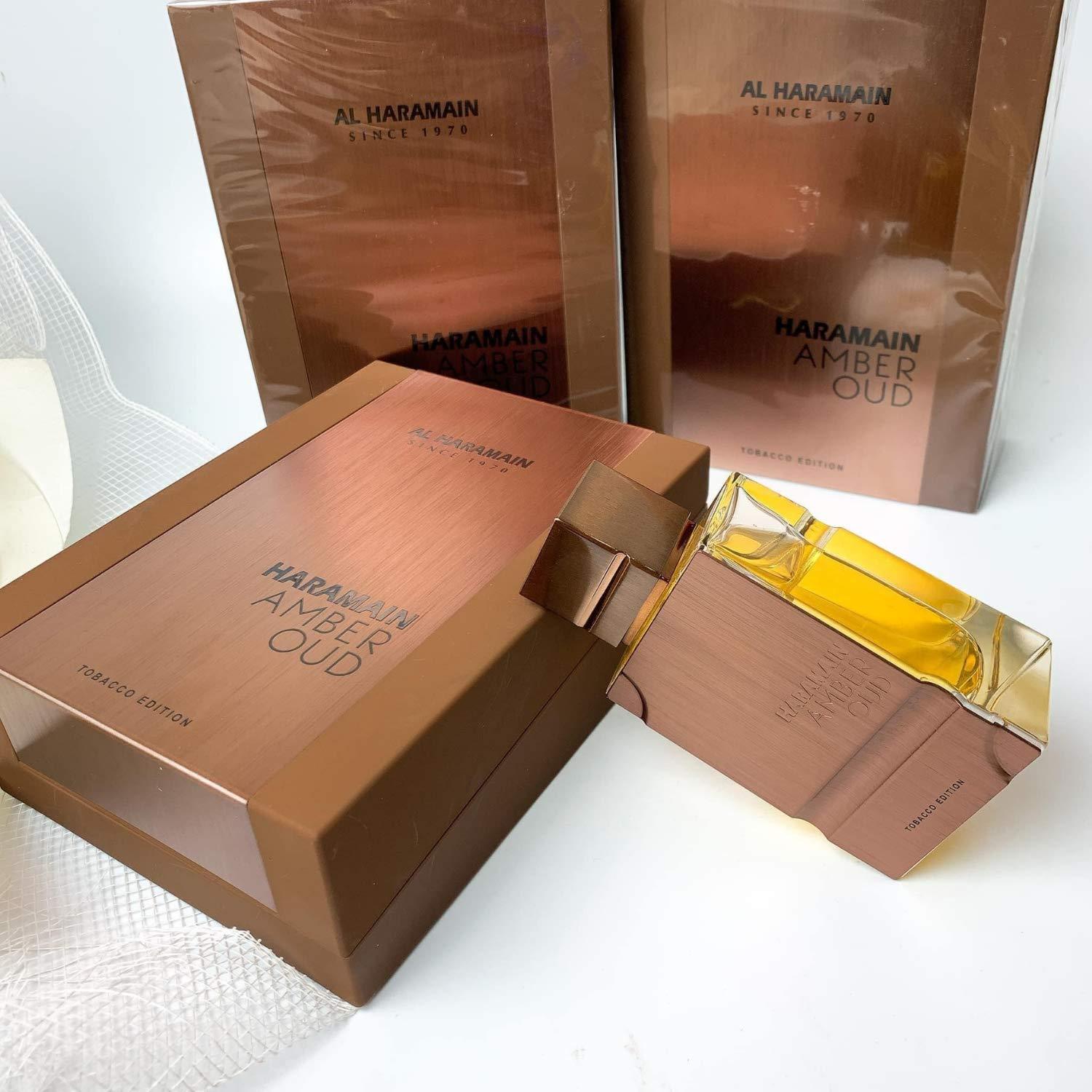 Al Haramain Amber Oud Tobacco Edition for Unisex - Arabian Perfume for Women & Men - Long Lasting Fragrance with Notes of Tobacco Leaf, Cinnamon, Vanilla, Dried Fruit - Arabic Cologne - 2 oz EDP Spray