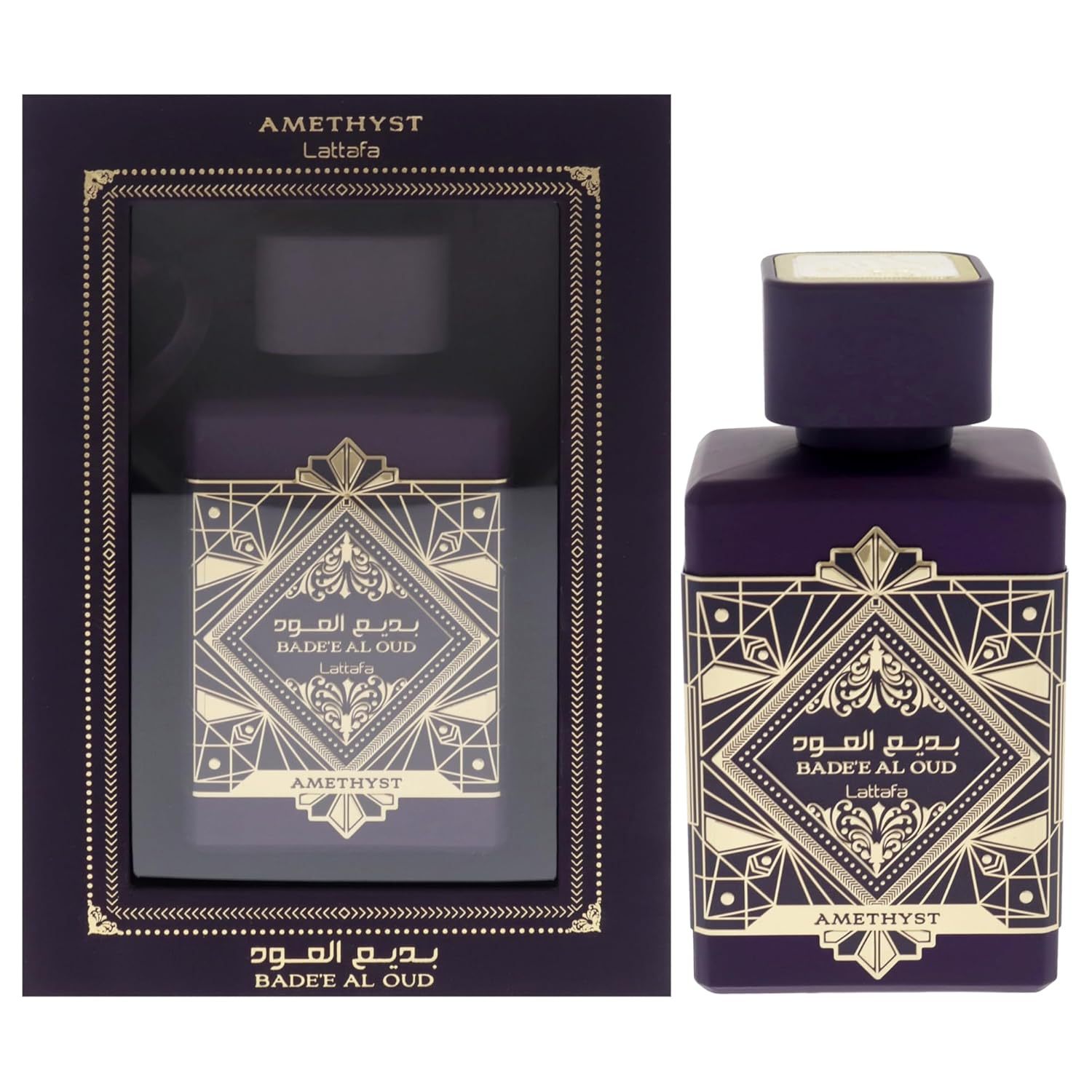 Lattafa Bade'e Al Oud Amethyst - Floral, Fruity, Amber, Oud - Eau de Parfum Long-Lasting Fragrance for Unisex, 3.40 Ounce / 100 ml