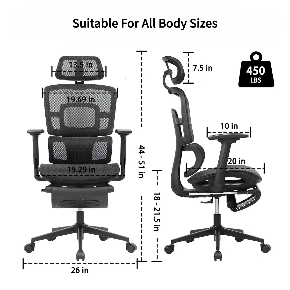 Ergonomic Mesh Office Chair With Footrest S2 Elite