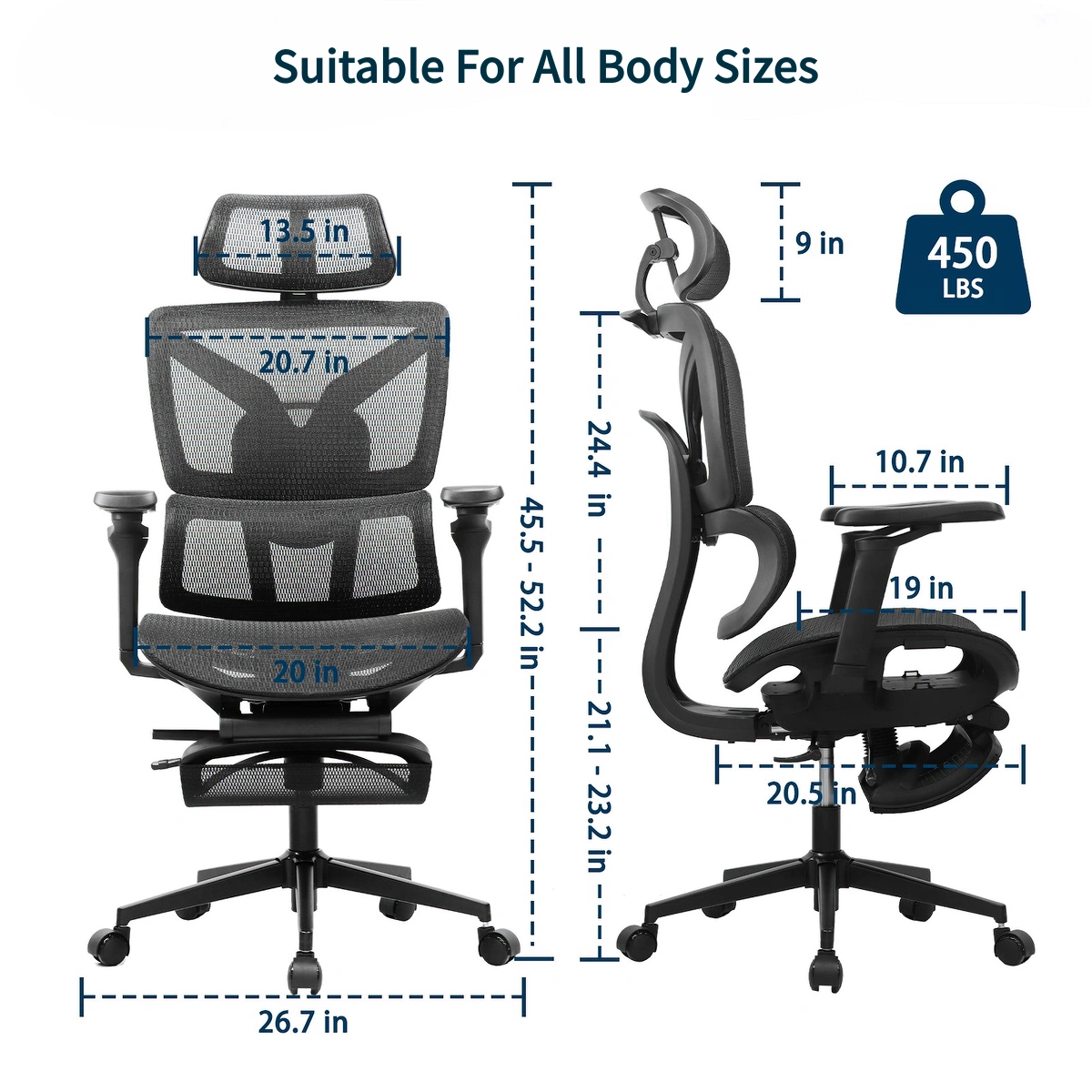 Ergonomic Office Chair With Footrest S2 Elite Pro