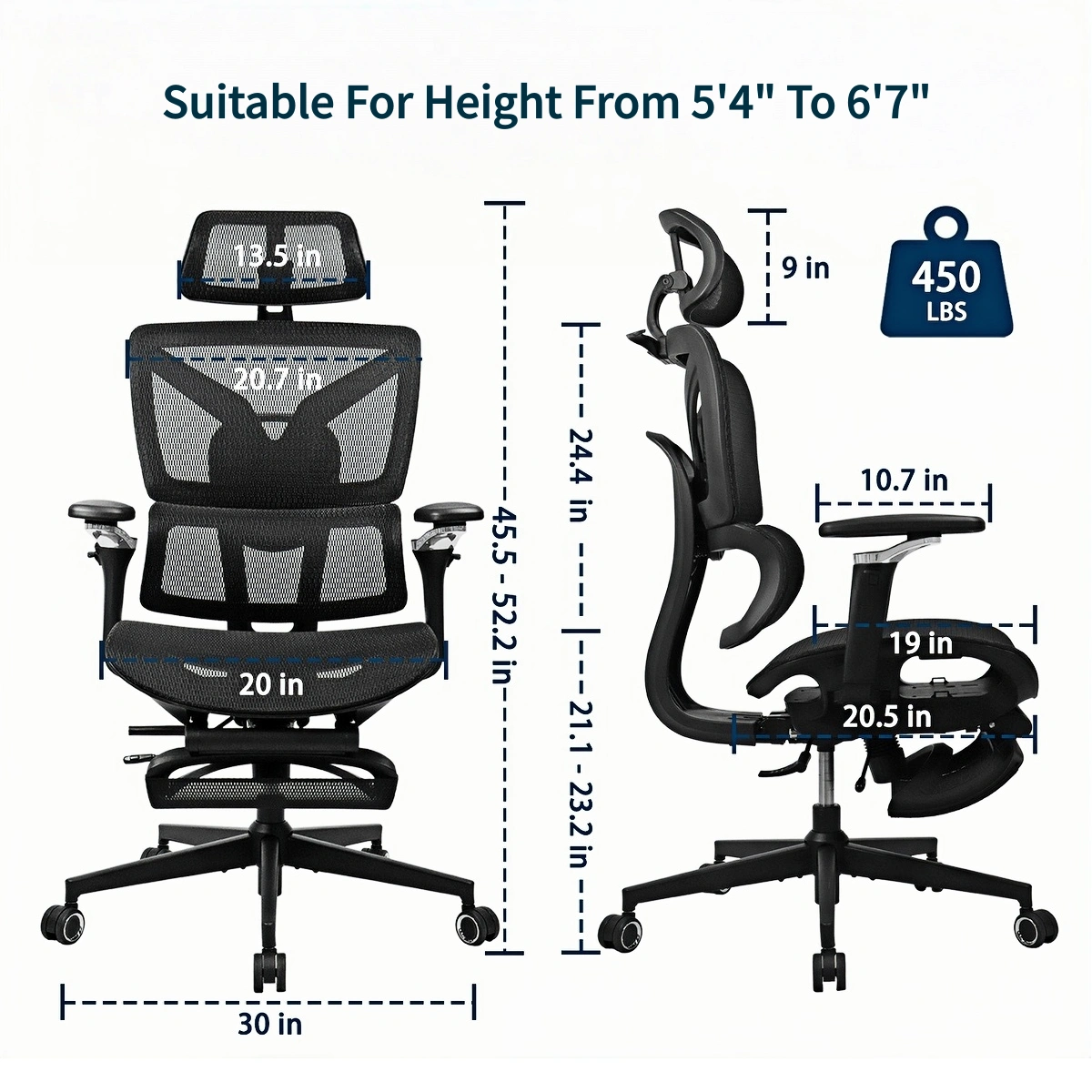 Ergonomic Office Chair With Adjustable Seat Depth S3 Elite Pro-Black