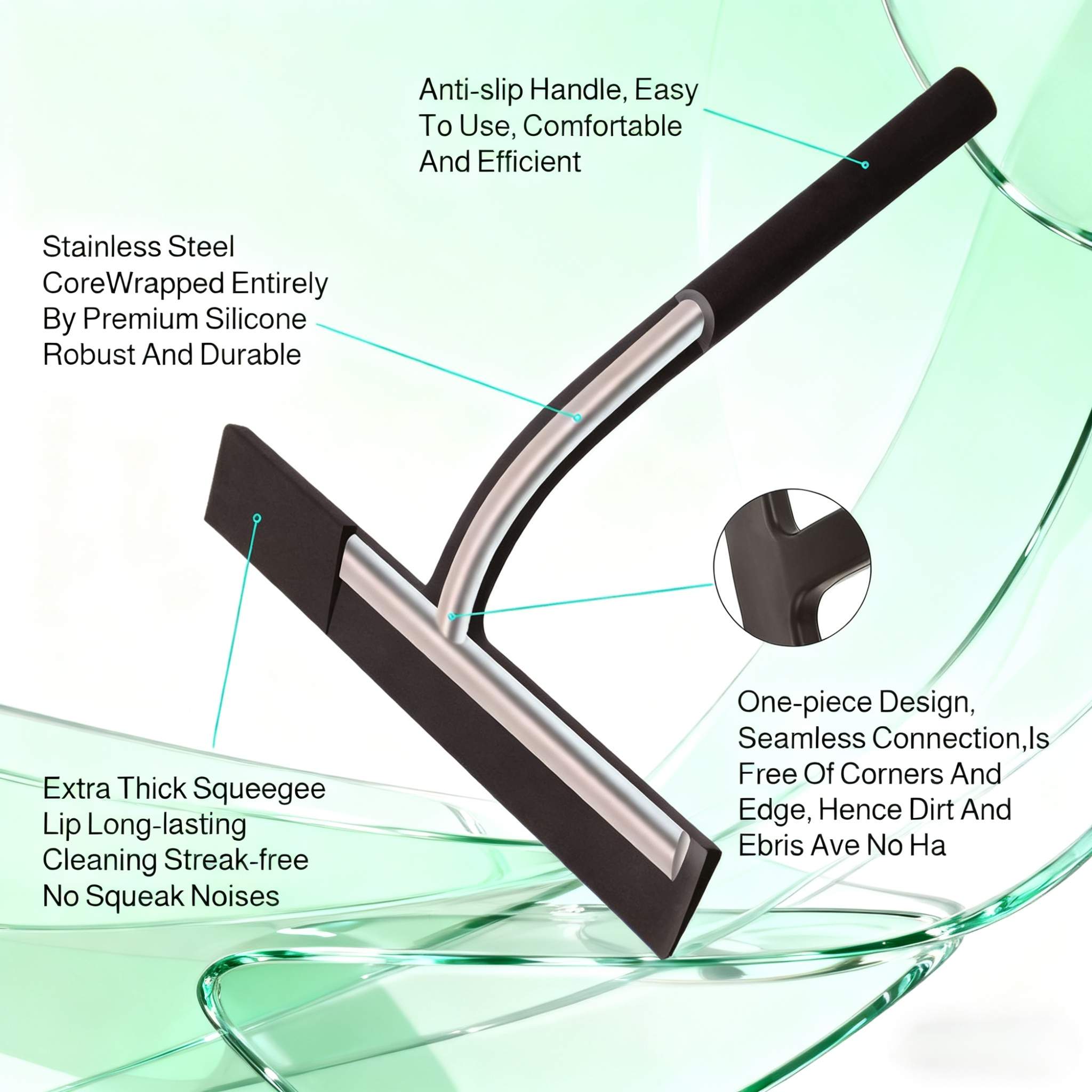 Squeegee tool for sparkling clean bathroom surfaces