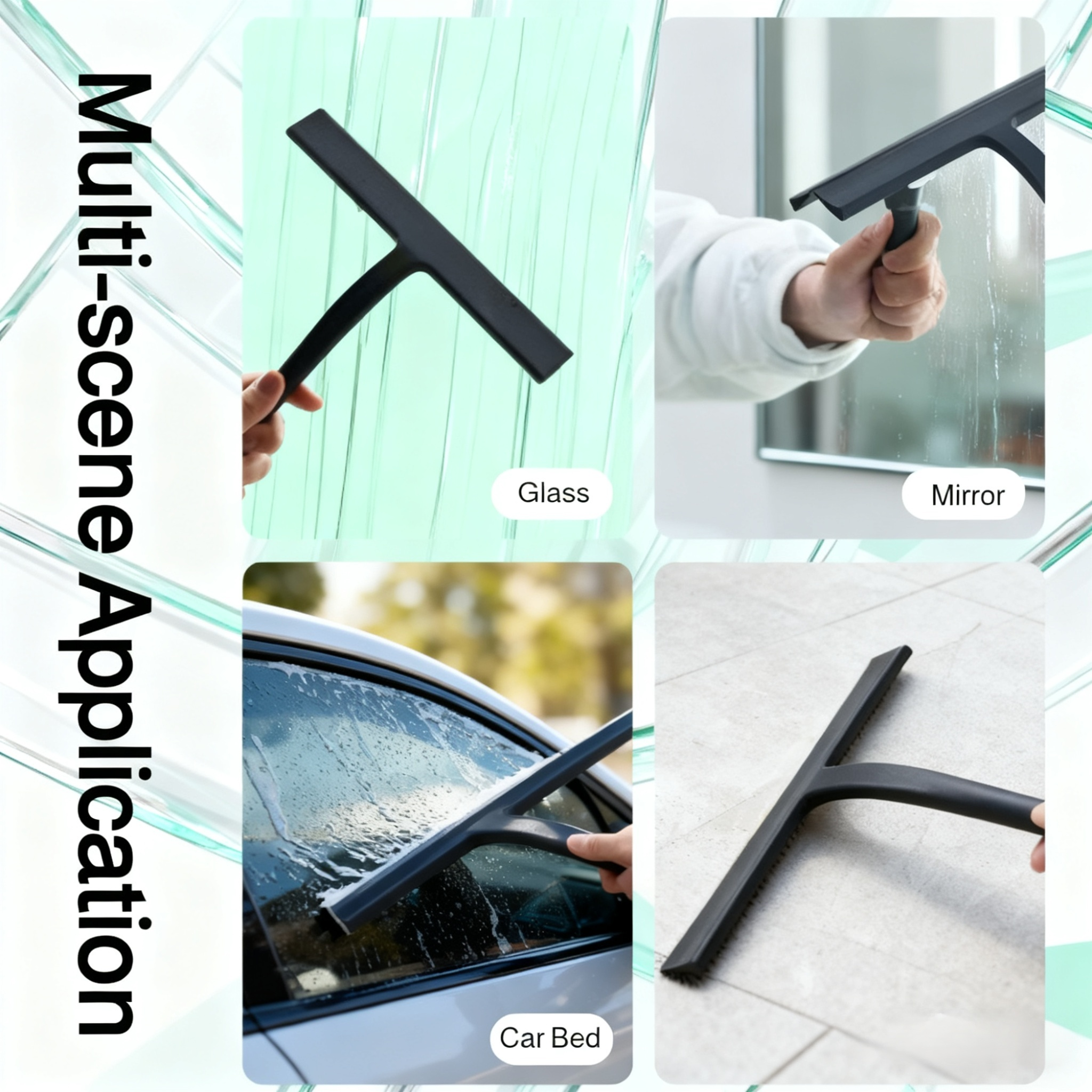 Silicone squeegee for bathroom glass cleaning