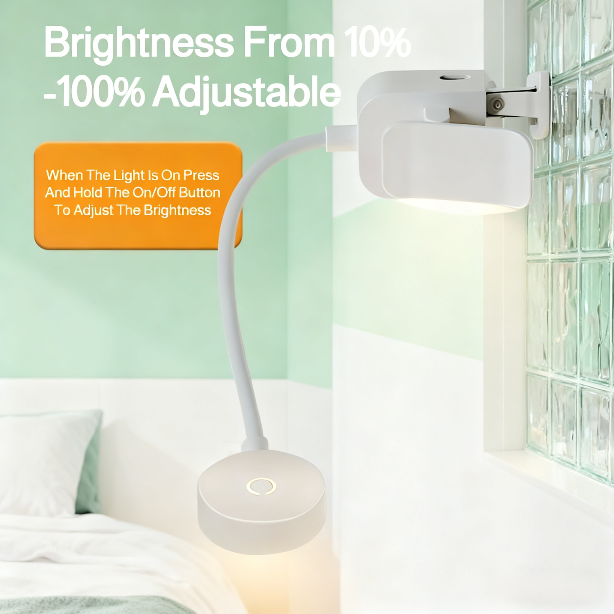 Clip-on rechargeable reading light attached to a book