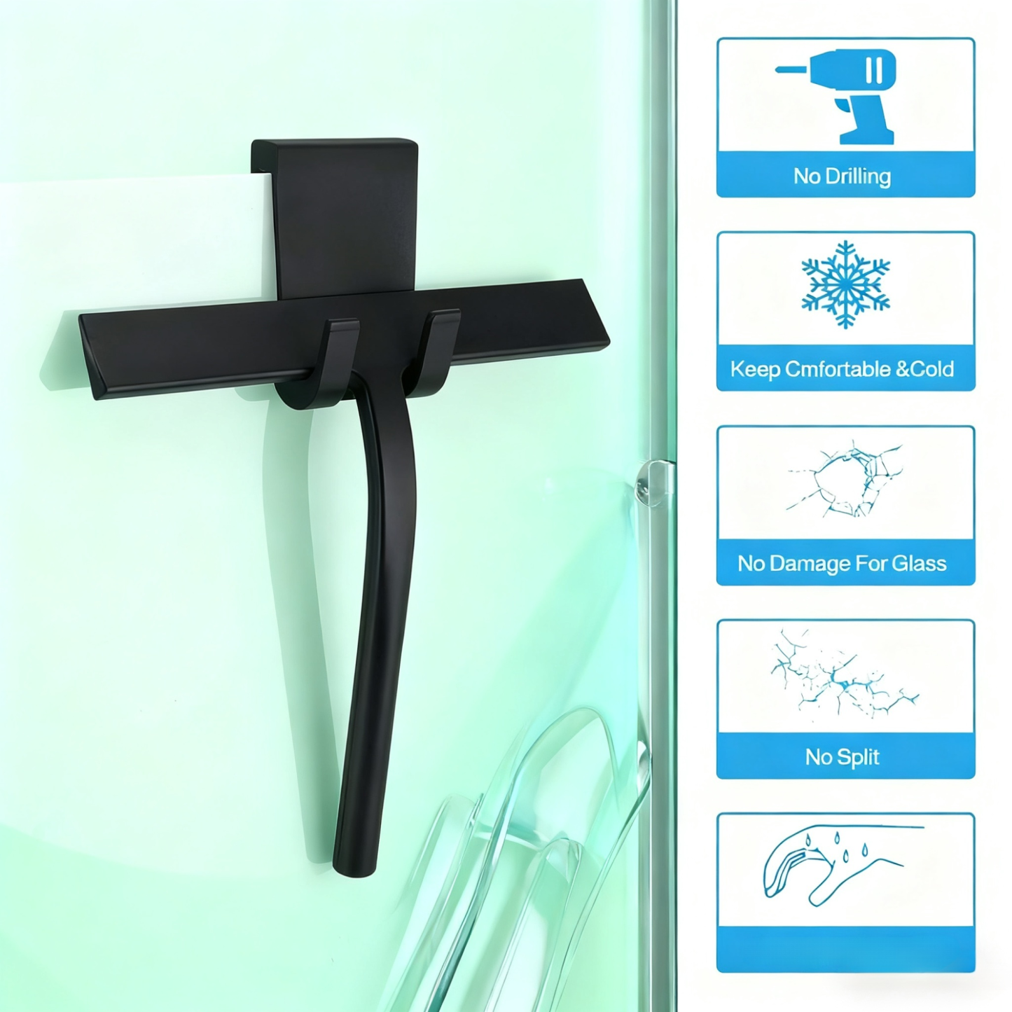 Bathroom Glass Silicone Squeegee Water Wiper Glass Cleaning Tool