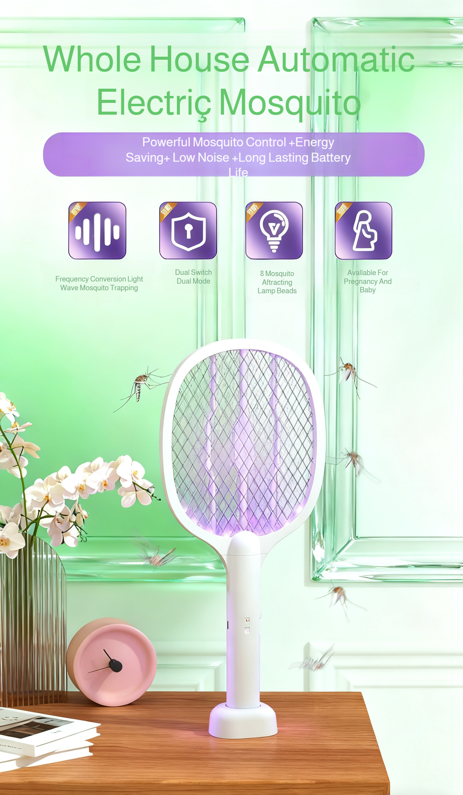 Close-up of rechargeable mosquito zapper lamp