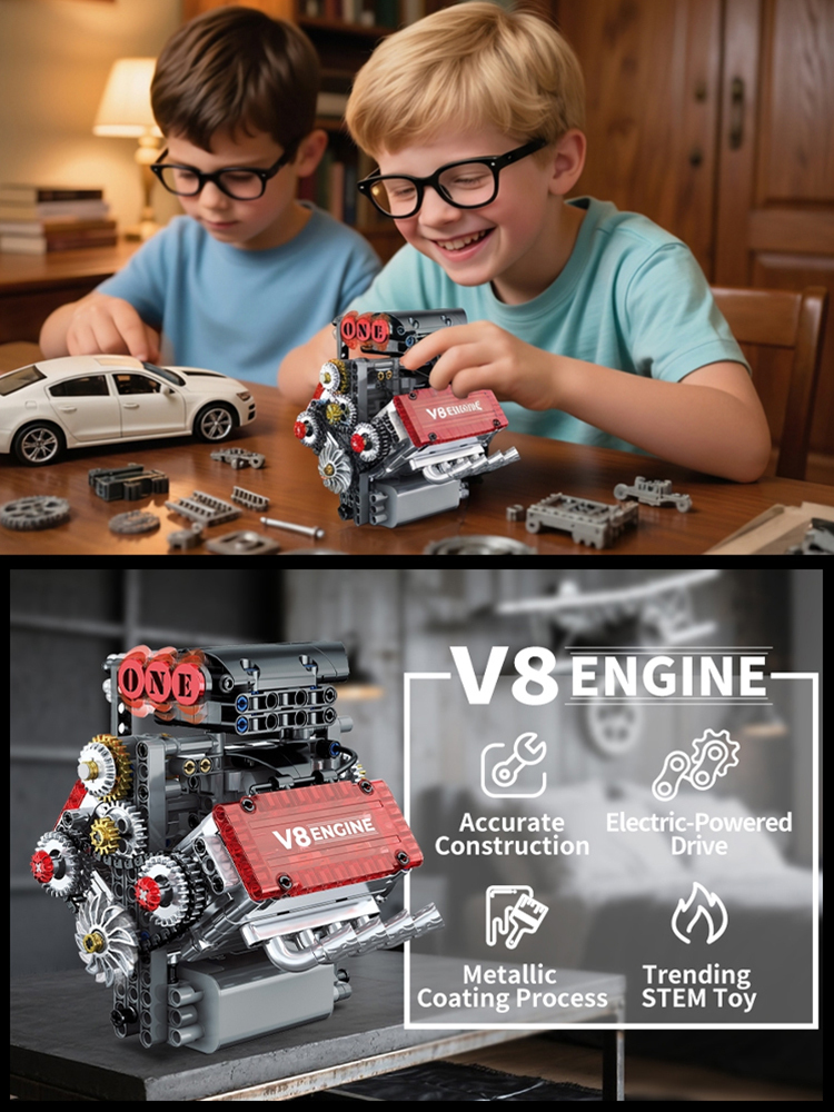 🏆Build Your Own V8 Functional STEM Kit - Show Off Skill, Boost Confidence! 478 Pcs🔥 
