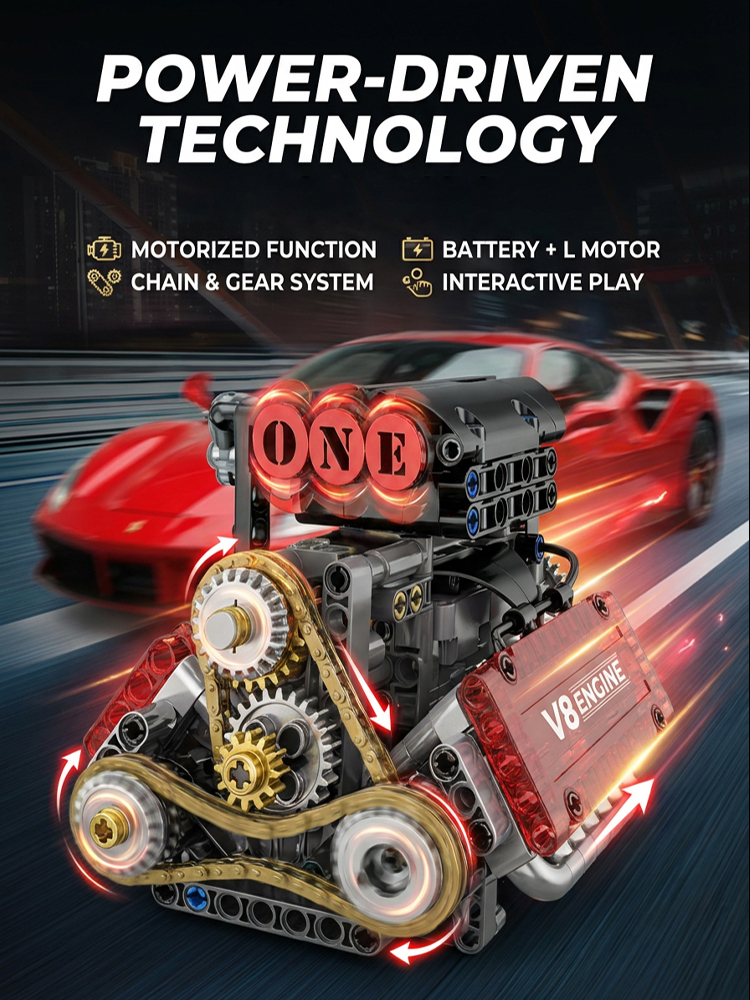 🏆Build Your Own V8 Functional STEM Kit - Show Off Skill, Boost Confidence! 478 Pcs🔥 