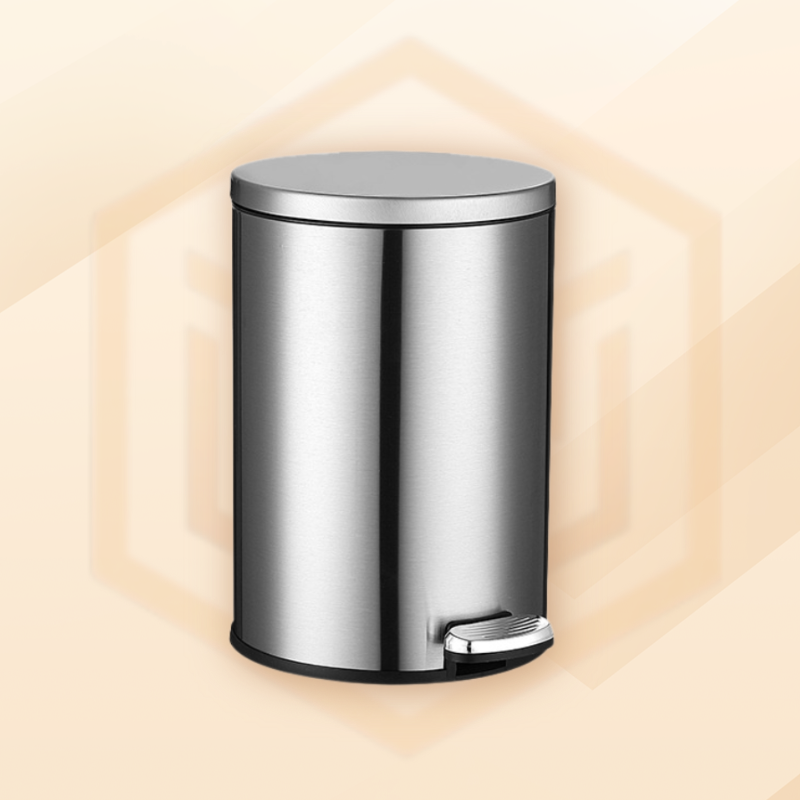 Non-slip Bathroom Trash Can with Slow Lowering Lid and Thickened Base