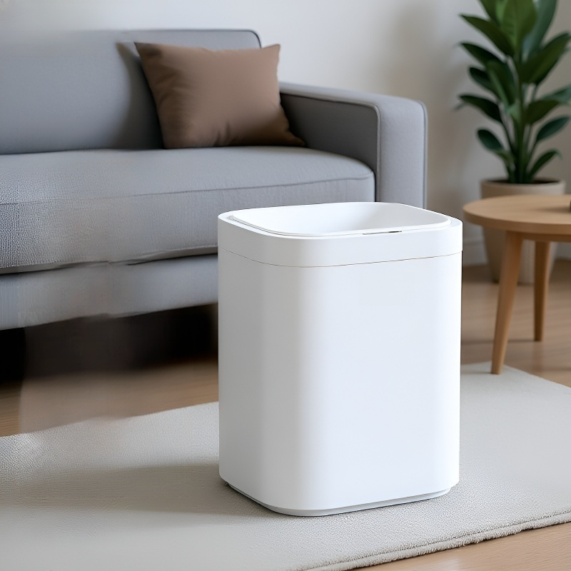 Square Automatic Trash Can with Lid for Living Room and Bedroom