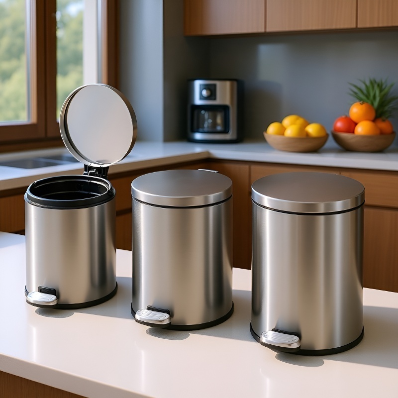 Non-slip Bathroom Trash Can with Slow Lowering Lid and Thickened Base