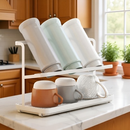Double-Layer Kitchen Countertop Cup Rack