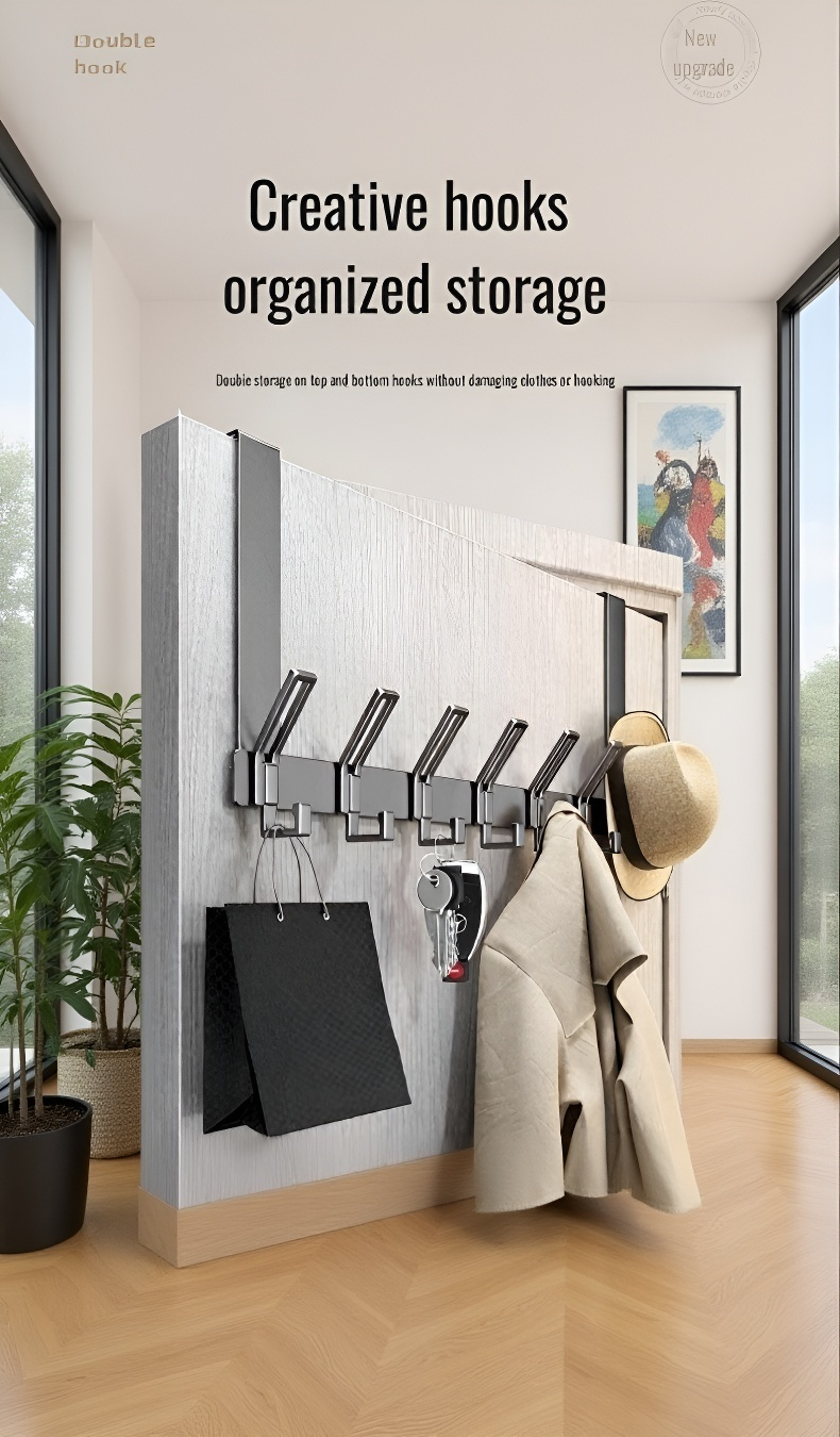 Easy install over-the-door hook hanger for bathroom towels