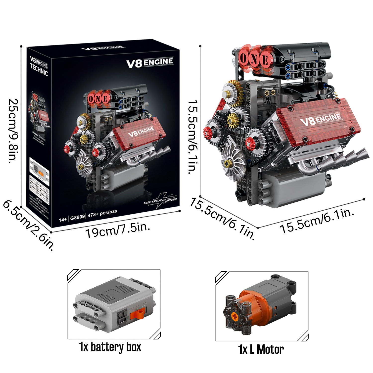 🏆Build Your Own V8 Functional STEM Kit - Show Off Skill, Boost Confidence! 478 Pcs🔥