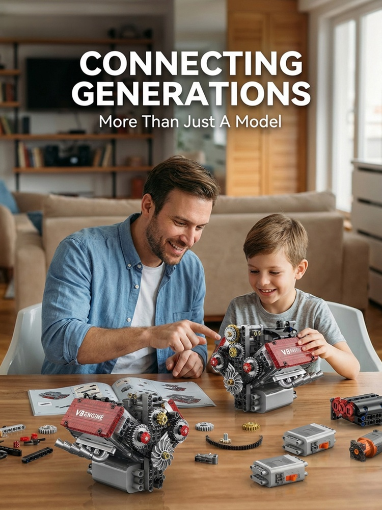 🏆Build Your Own V8 Functional STEM Kit - Show Off Skill, Boost Confidence! 478 Pcs🔥 