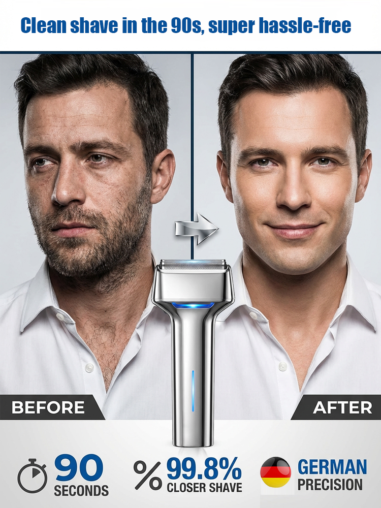 🔋【Ultra-Long Battery】Wet & Dry Foil Shaver for Tough Beards 
