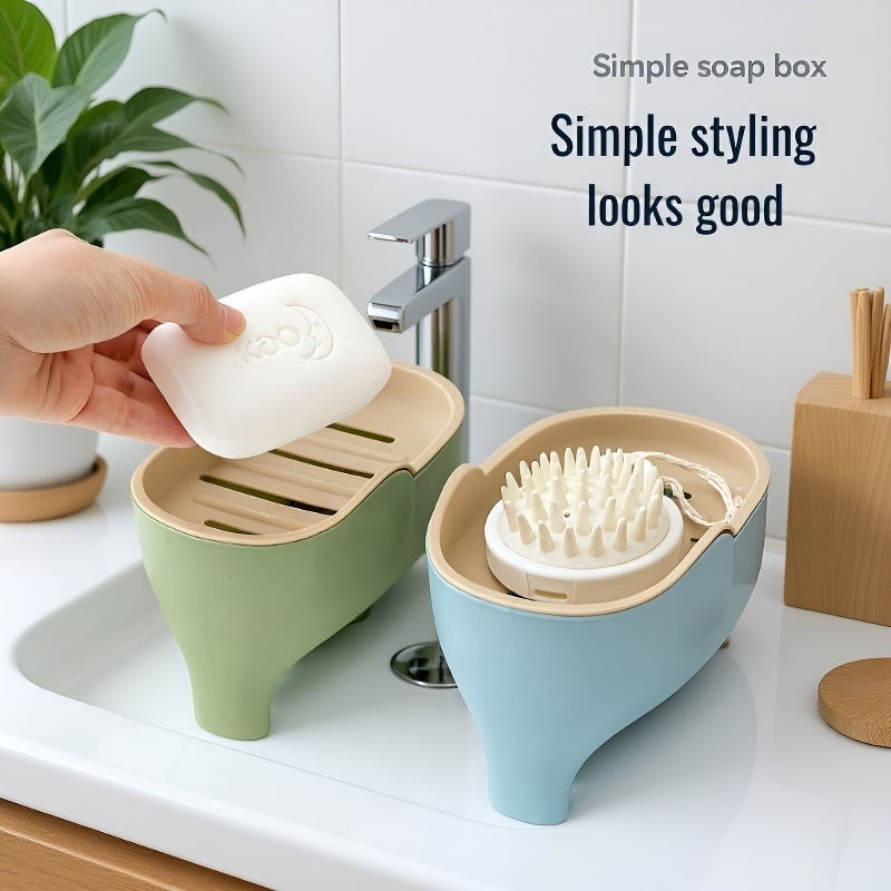 Double Soap Box Rack for Dormitory Bathroom Cute Home Drainage