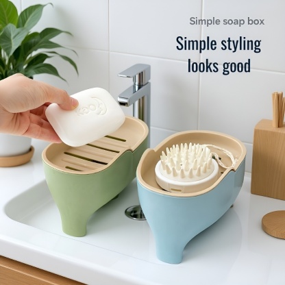 Double Soap Box Rack for Dormitory Bathroom Cute Home Drainage