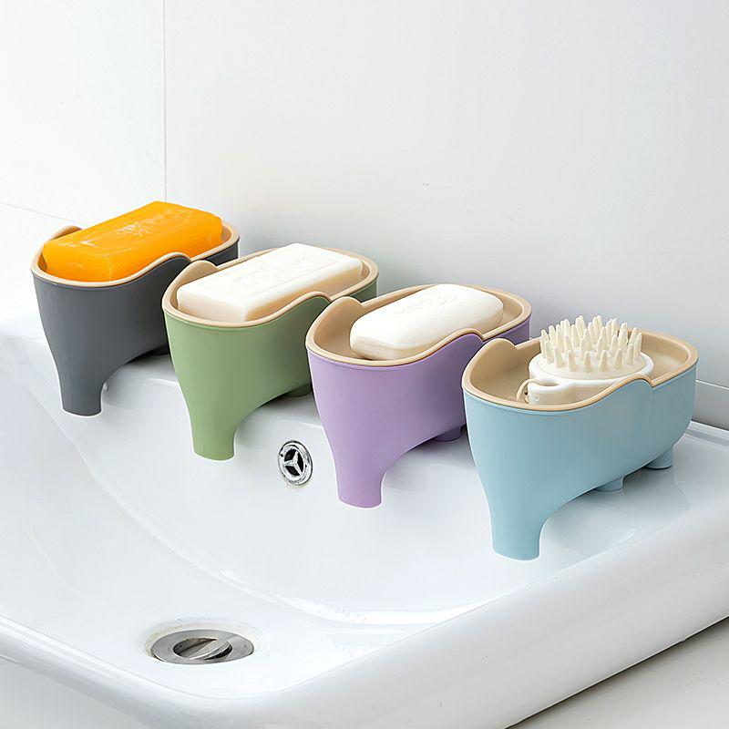 Double Soap Box Rack for Dormitory Bathroom Cute Home Drainage