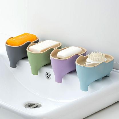 Double Soap Box Rack for Dormitory Bathroom Cute Home Drainage