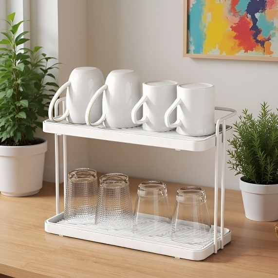 Double-Layer Kitchen Countertop Cup Rack