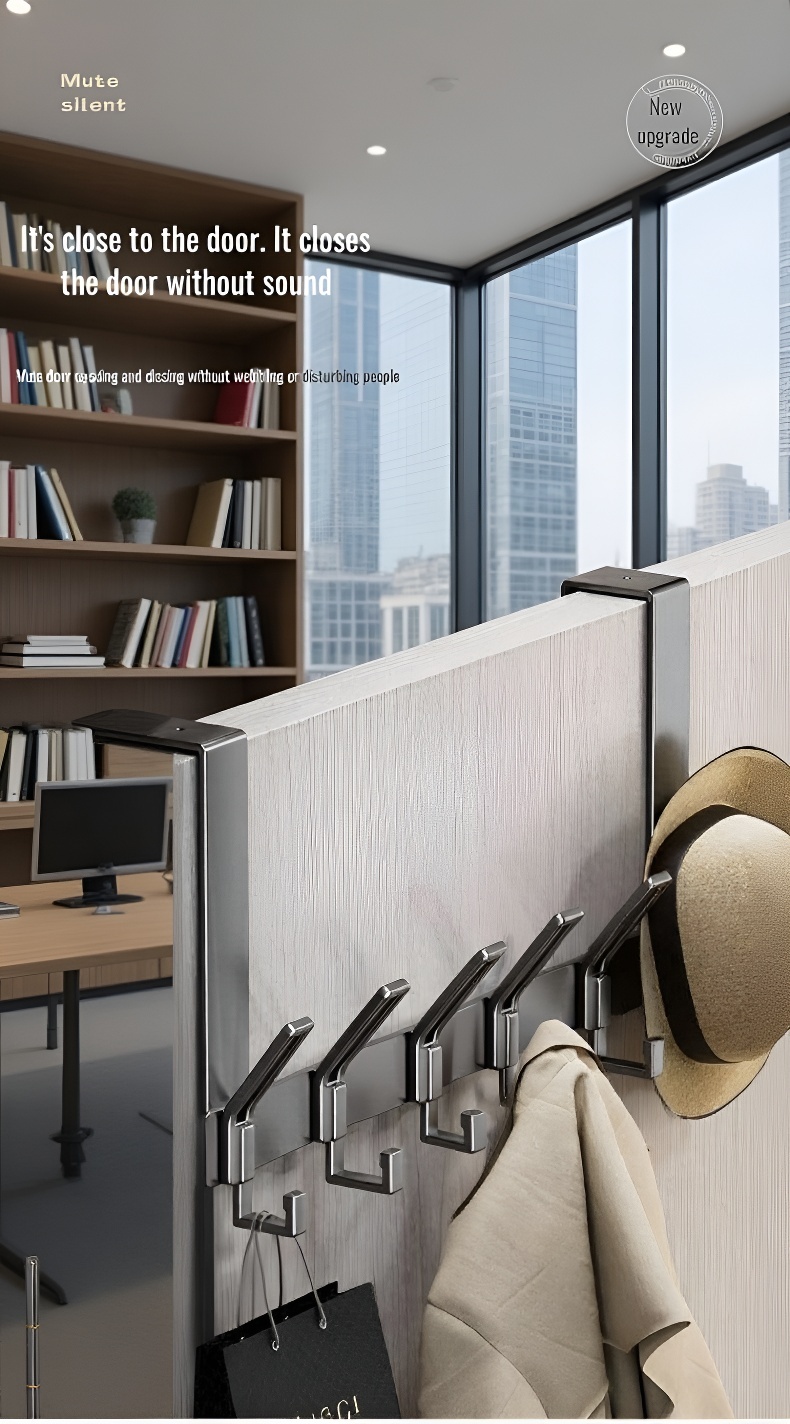 Close-up of durable punch-free door hooks in use