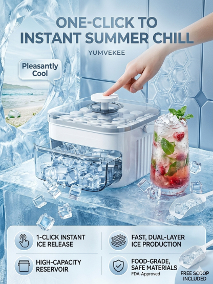 🧊<The #1 Best-Seller> Bring Starbucks & Chick-fil-A's famous "Good Ice" home! 🥤 100% touchless auto-dispenser—say goodbye to dirty ice scoops forever! ✨