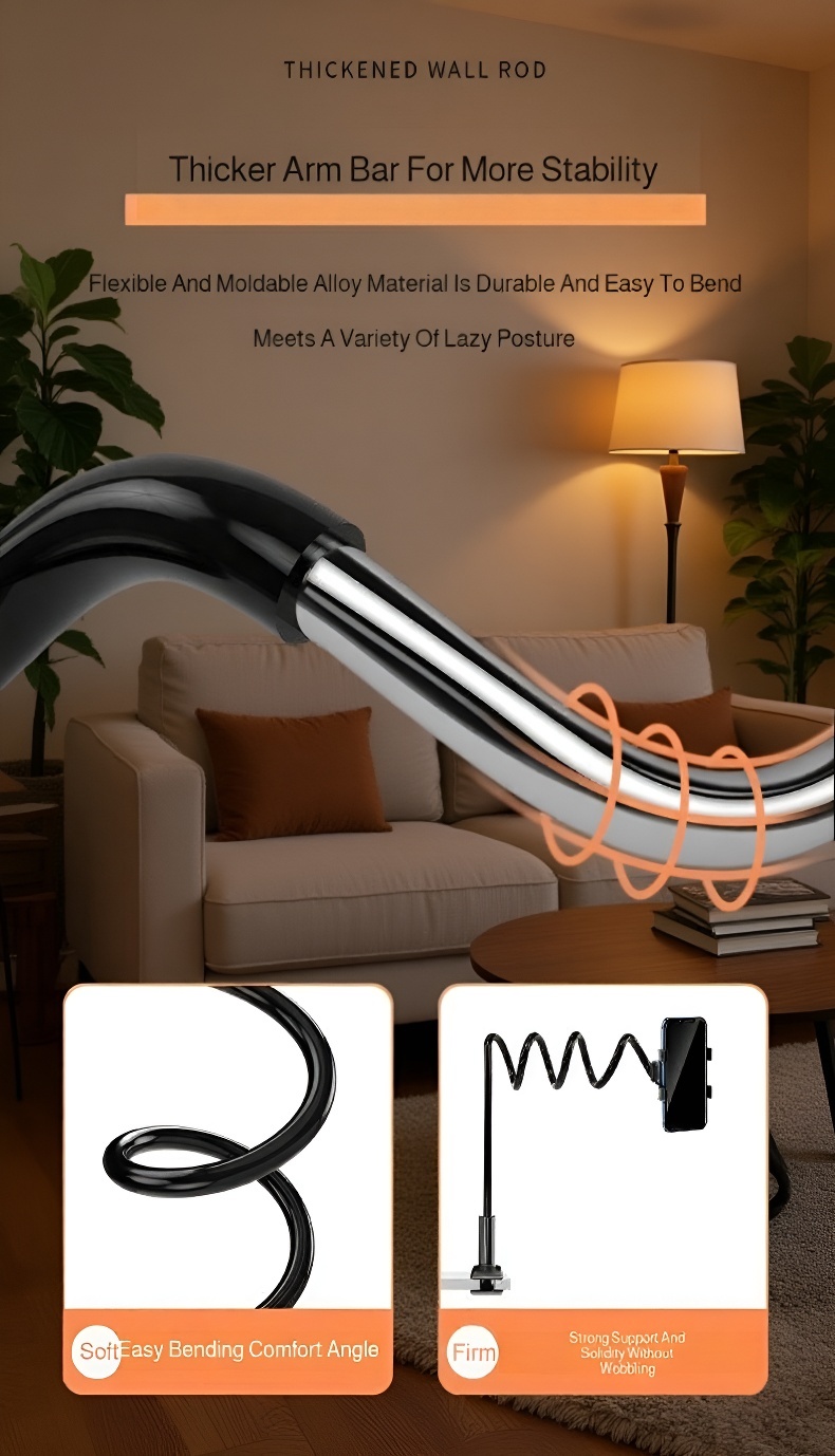 Flexible phone holder for reading or streaming