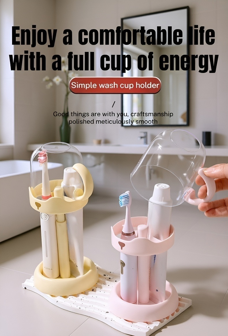 Adjustable electric toothbrush and cup holder for student dormitory