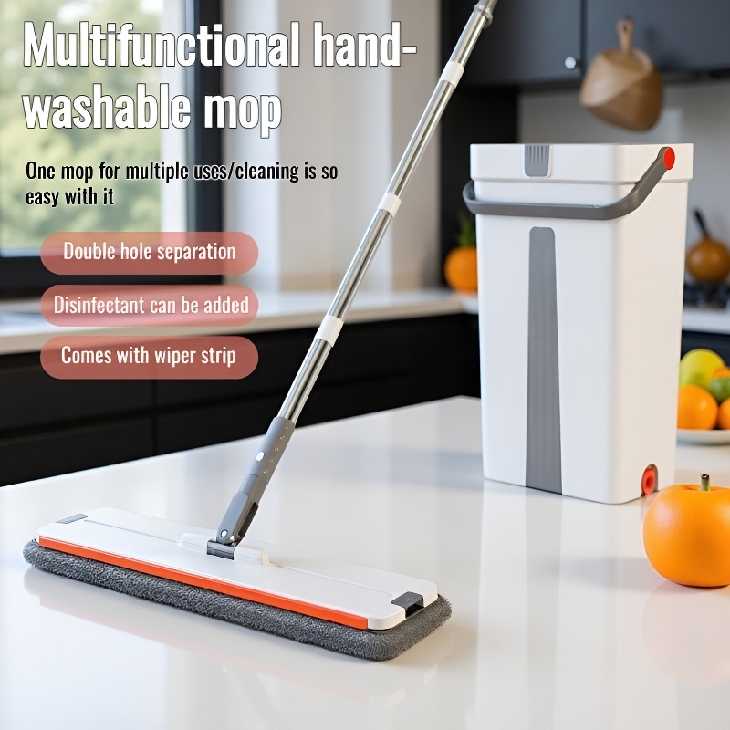 Wet and dry mop cleaning kitchen tiles