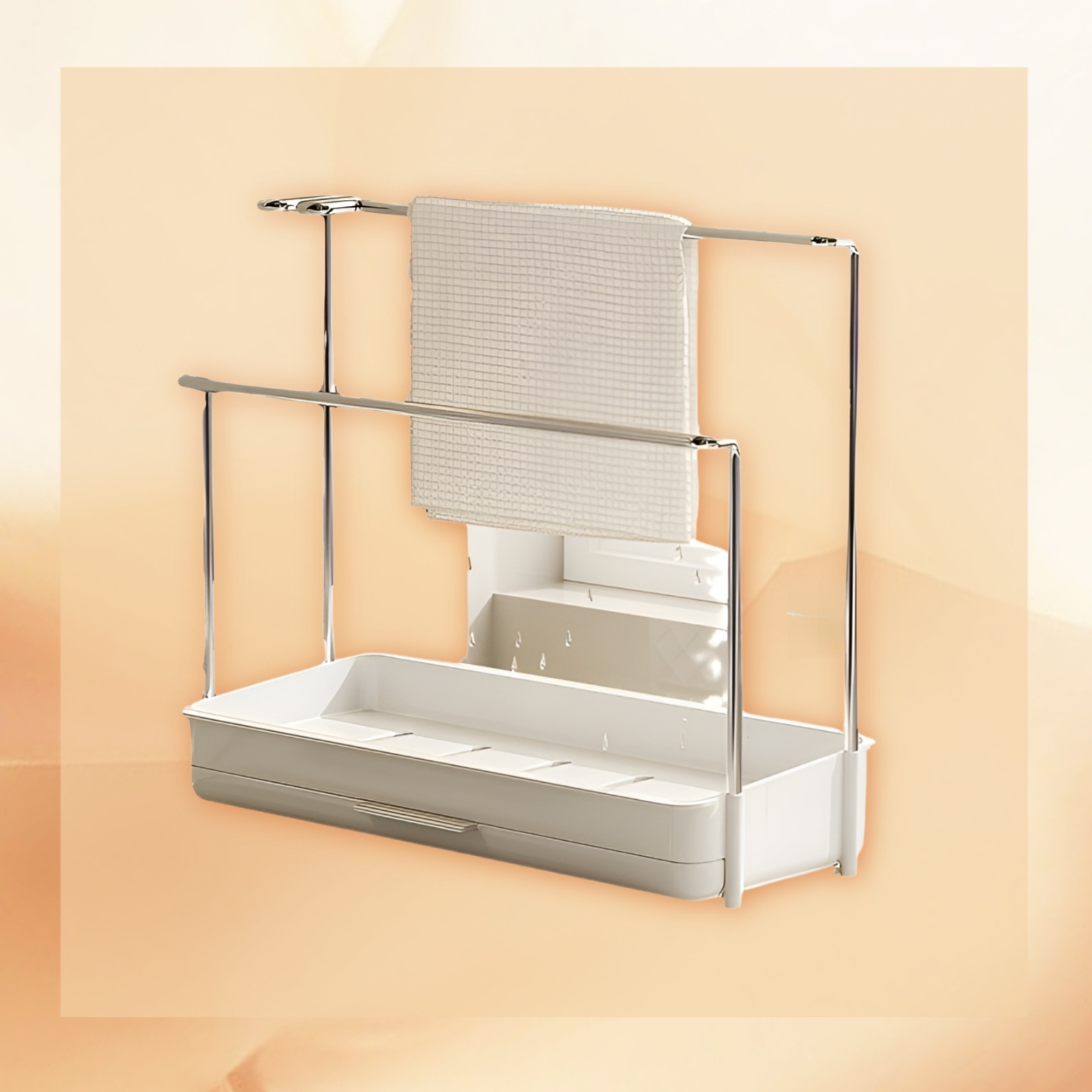 Hanging Towel & Countertop Storage Rack for Kitchen Supplies