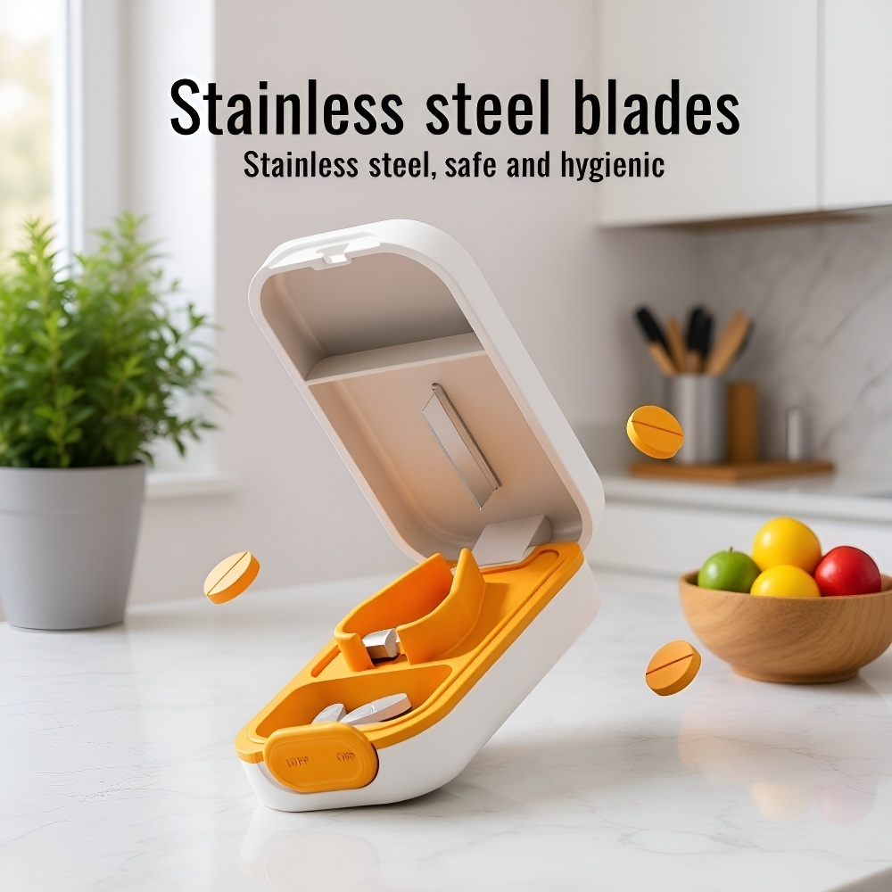  Portable Pill Cutter and Splitter – Cuts Pills into Halves or Quarters