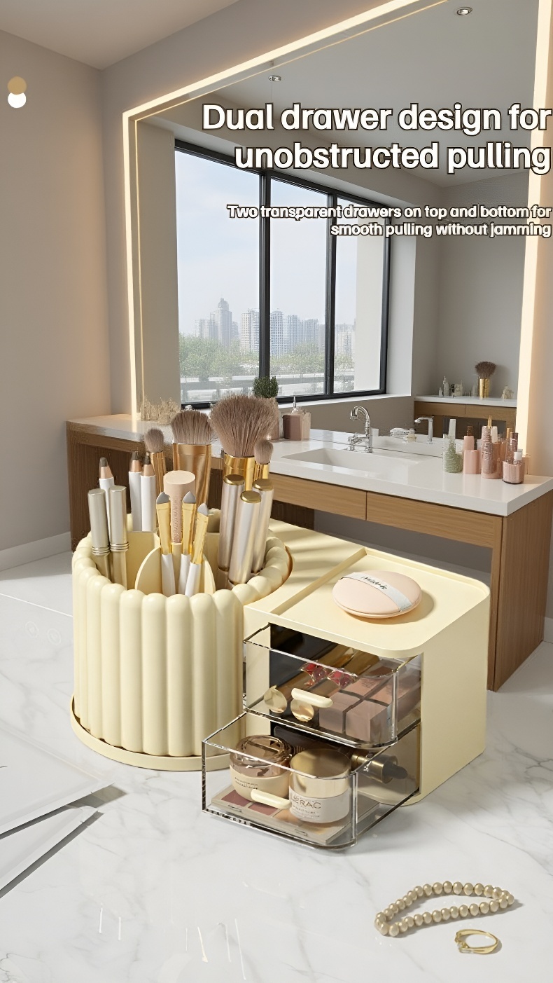 Functional and decorative rotating cosmetics storage box
