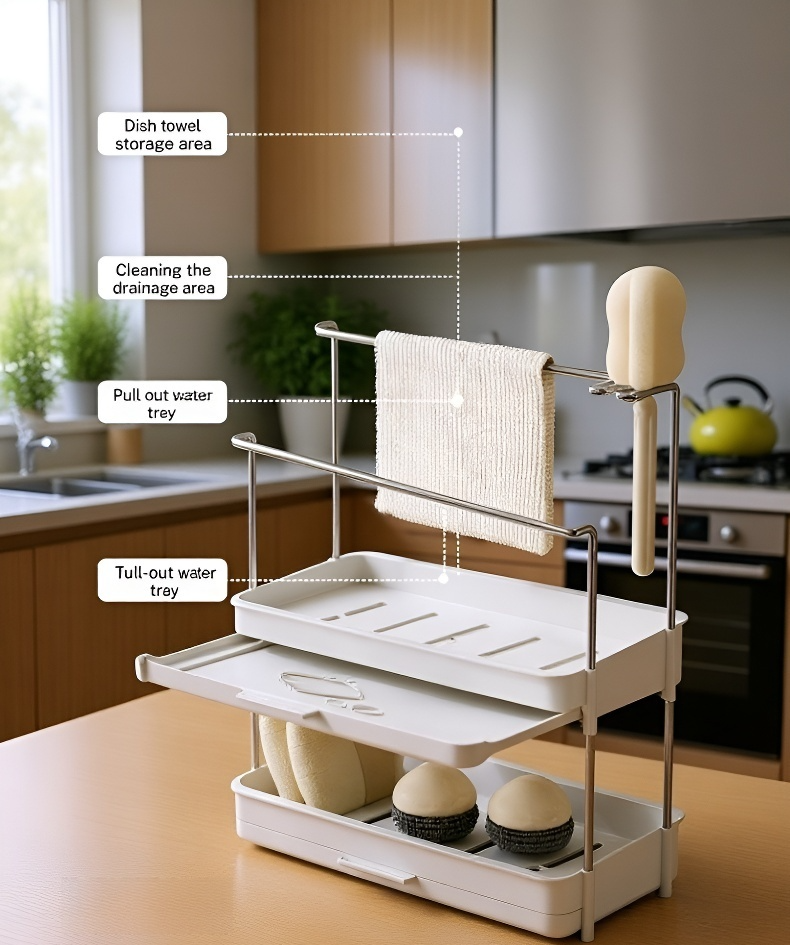 Multi-functional storage rack for kitchen towels