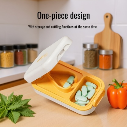  Portable Pill Cutter and Splitter – Cuts Pills into Halves or Quarters