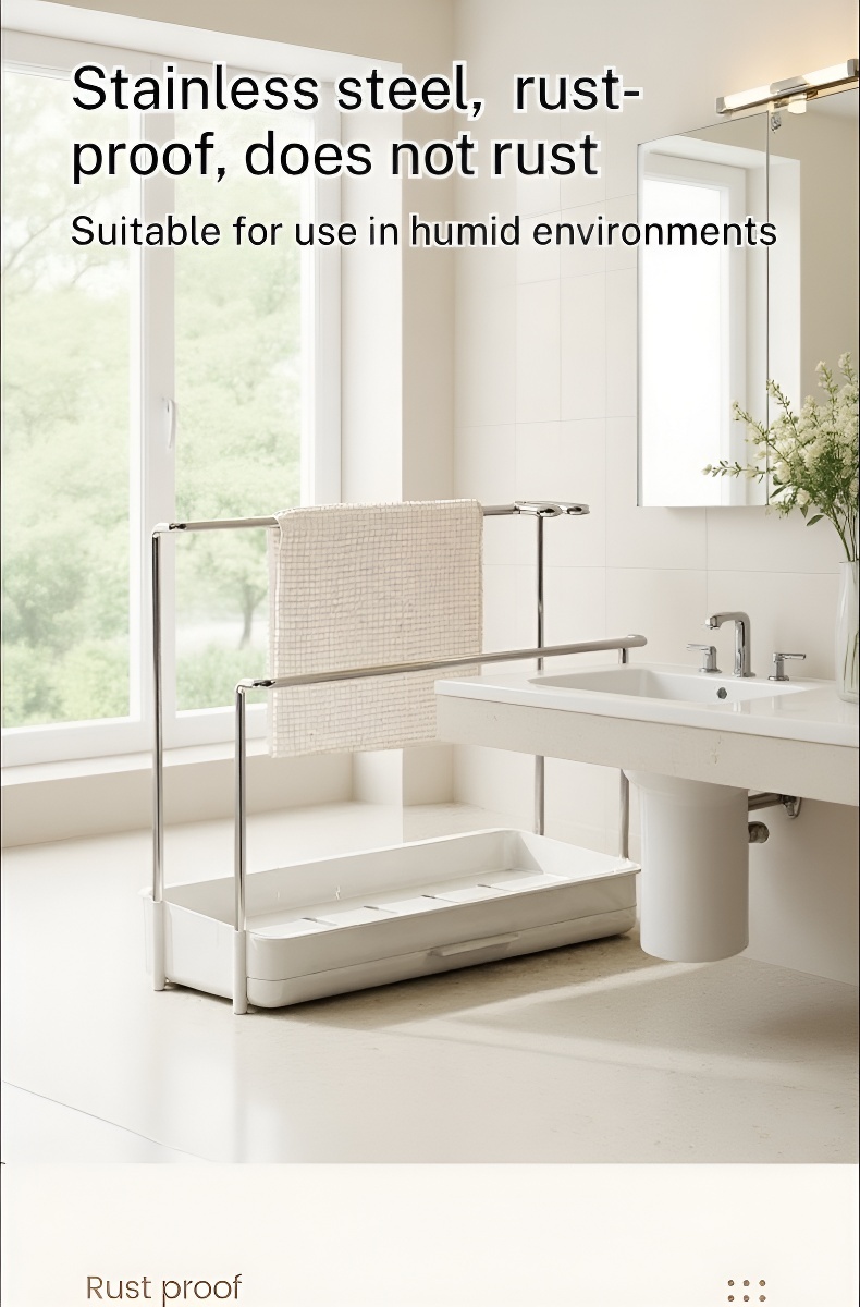 Towel rack for kitchen with utensil storage