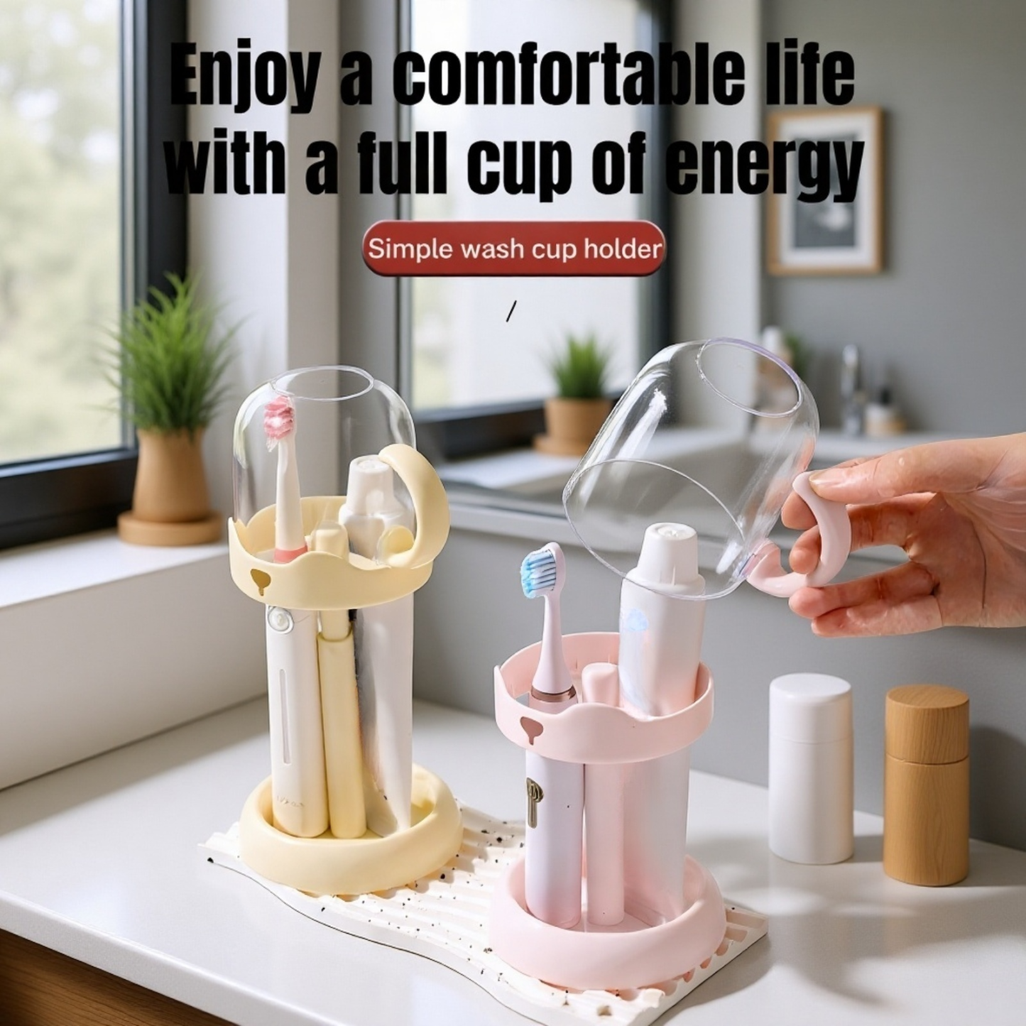 Creative Adjustable Electric Toothbrush and Cup Holder for Student Dormitory