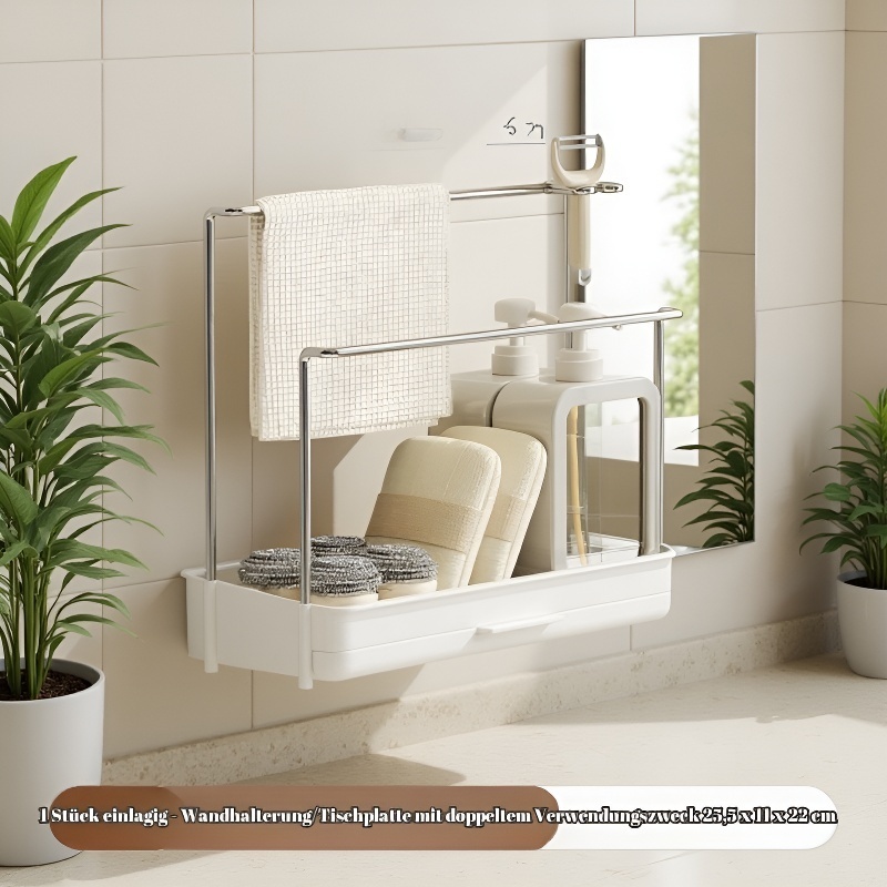 Hanging Towel & Countertop Storage Rack for Kitchen Supplies