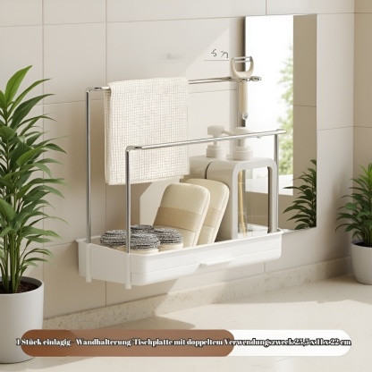 Hanging Towel & Countertop Storage Rack for Kitchen Supplies