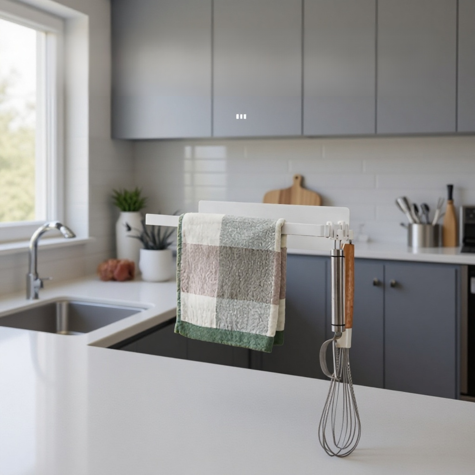 Easy-to-install adhesive towel holder for towels and linens