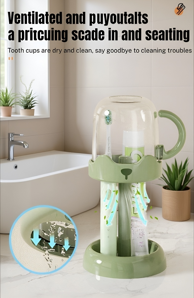 Easy-to-install electric toothbrush and cup holder for students