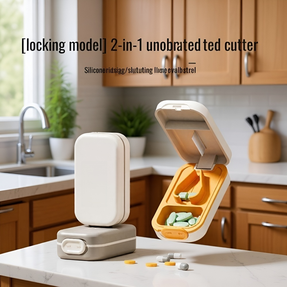  Portable Pill Cutter and Splitter – Cuts Pills into Halves or Quarters