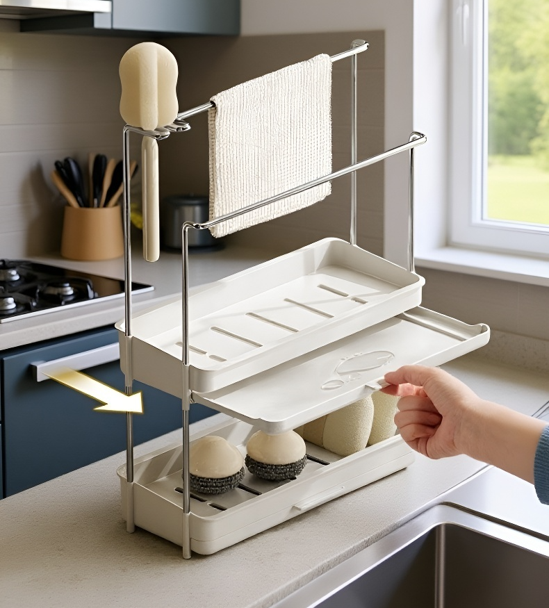 Sturdy kitchen rack for towels and small items