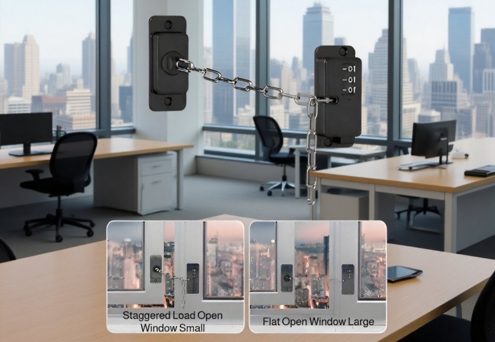 Close-up of anti-opening lock mechanism