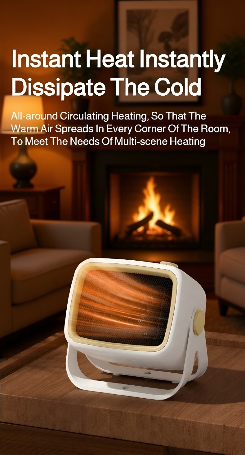 Eco-friendly high-efficiency fan heater in living room