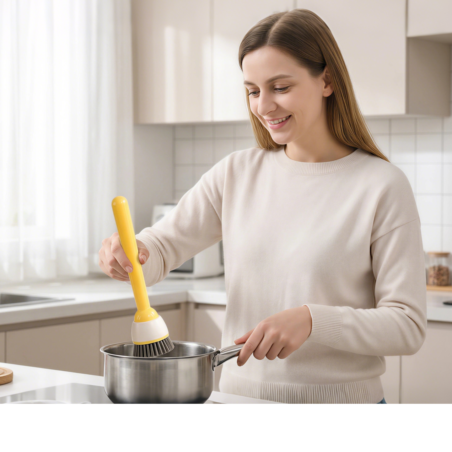 Adjustable Rotating Long Handle Pot Brush