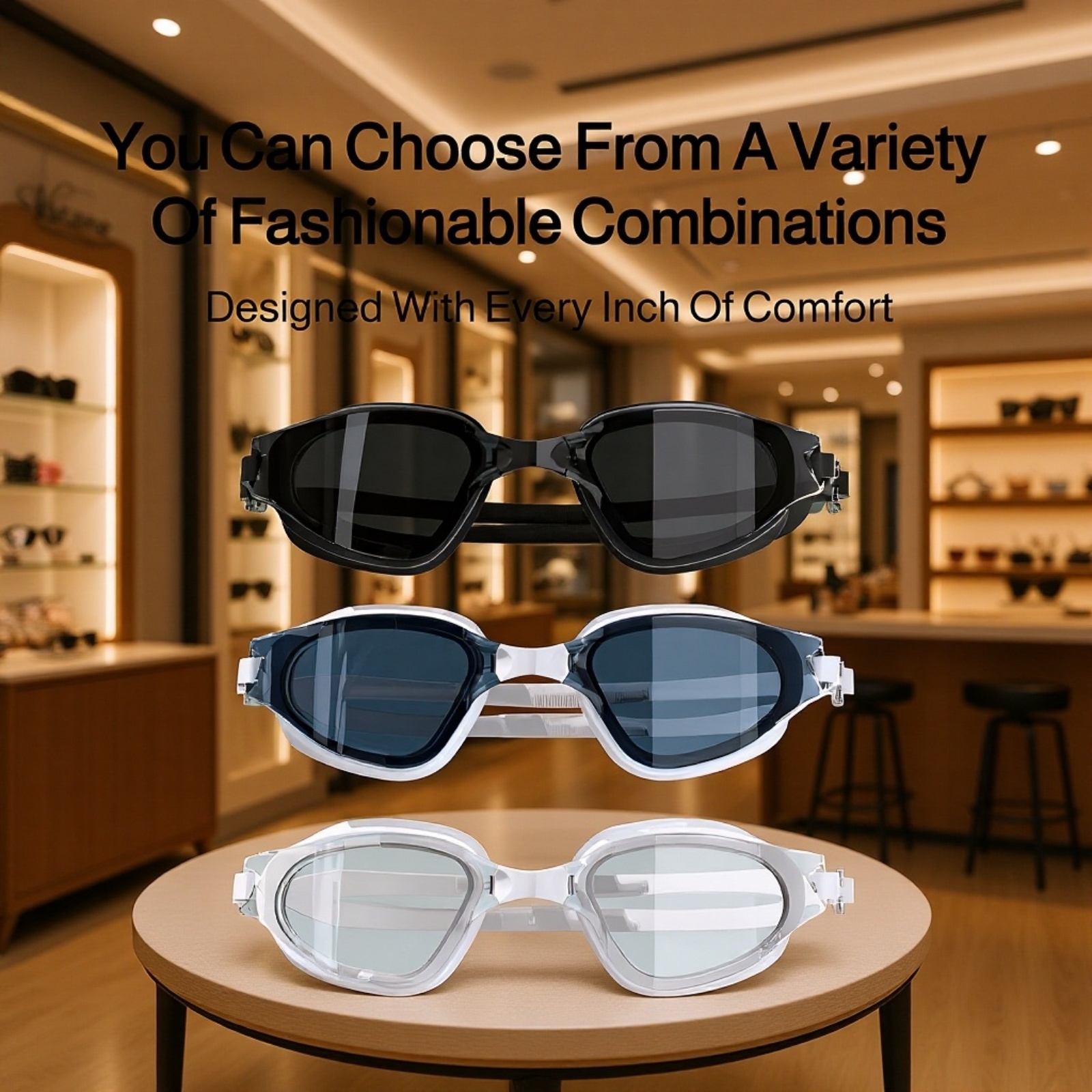 Swimming goggles with wide vision and anti-fog protection