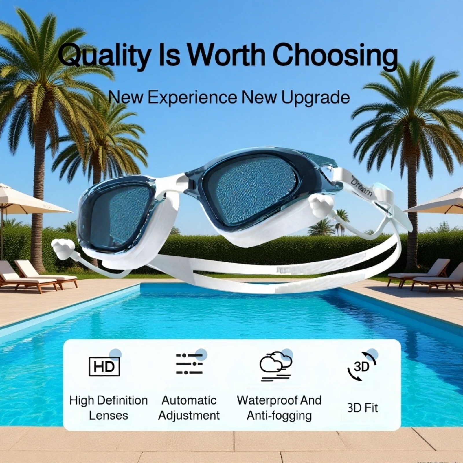 Clear lens swimming goggles with anti-fog technology